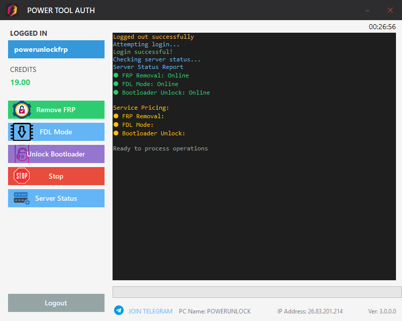 Power Tool Auth Interface